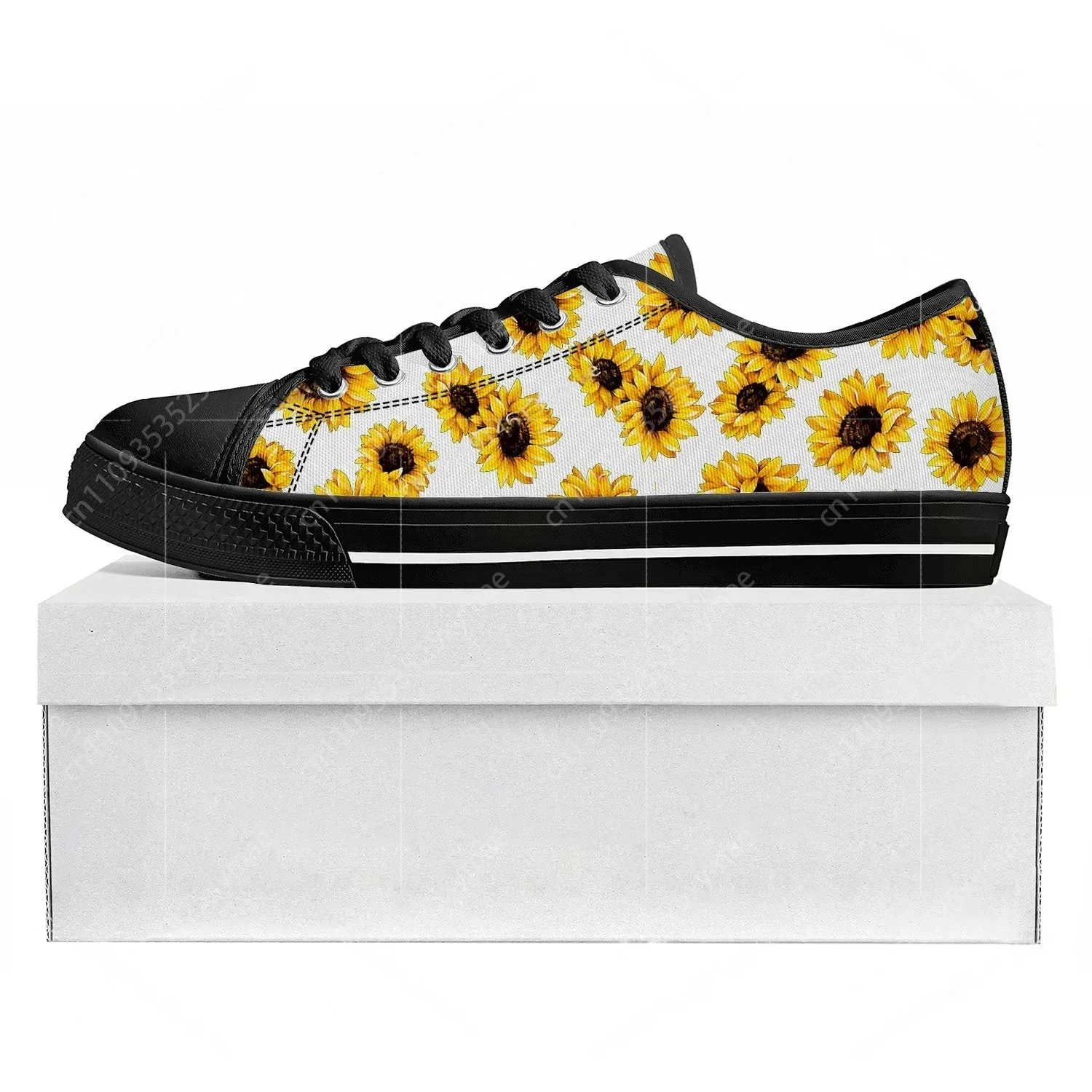 Women'S Yellow Fashion Sneakers - Ayçiçeği Sarı Çiçek Düşük Üst Yüksek