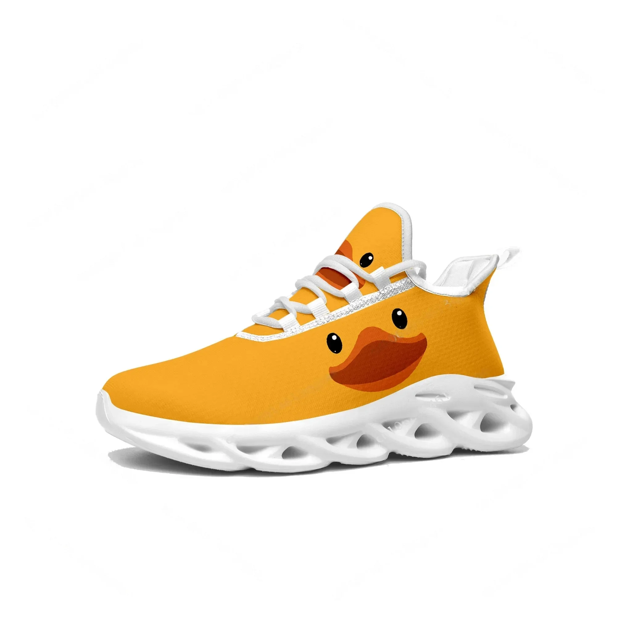 Women'S Yellow Fashion Sneakers - Sarı Ördek Baskılı Düz ​​Spor Ayakkabı