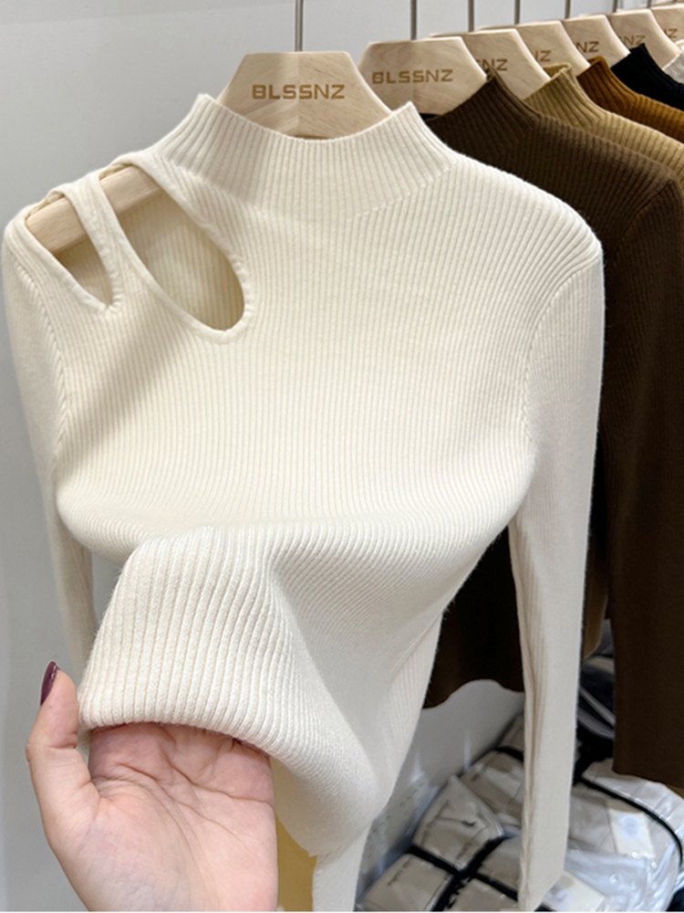 Ribbed Knit Sweater - 2026 Delikli Yaka Triko Kadın Kazakı