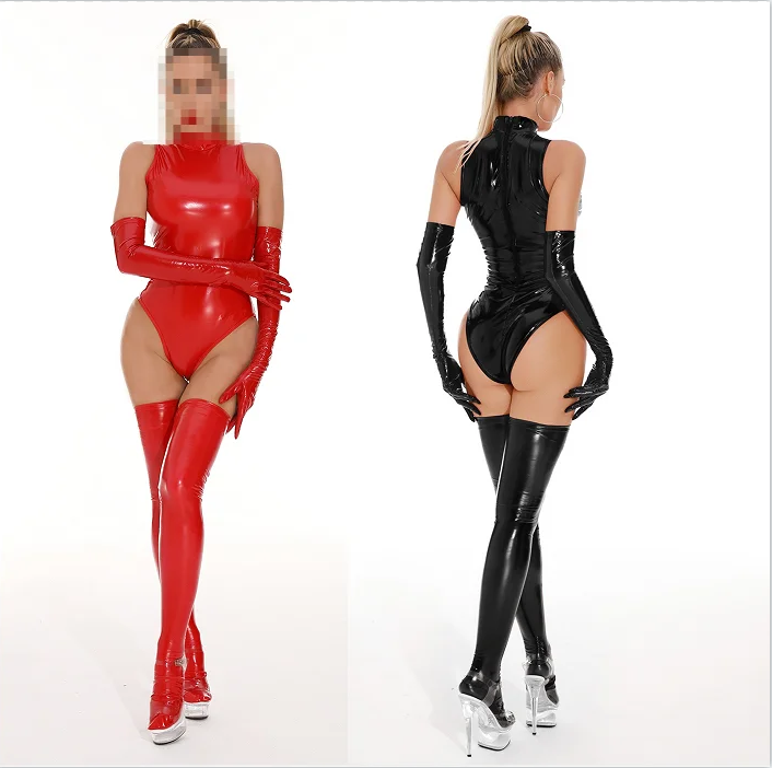 Sleeveless Jumpsuit - El yapımı Seksi Doğal Lateks Kolsuz