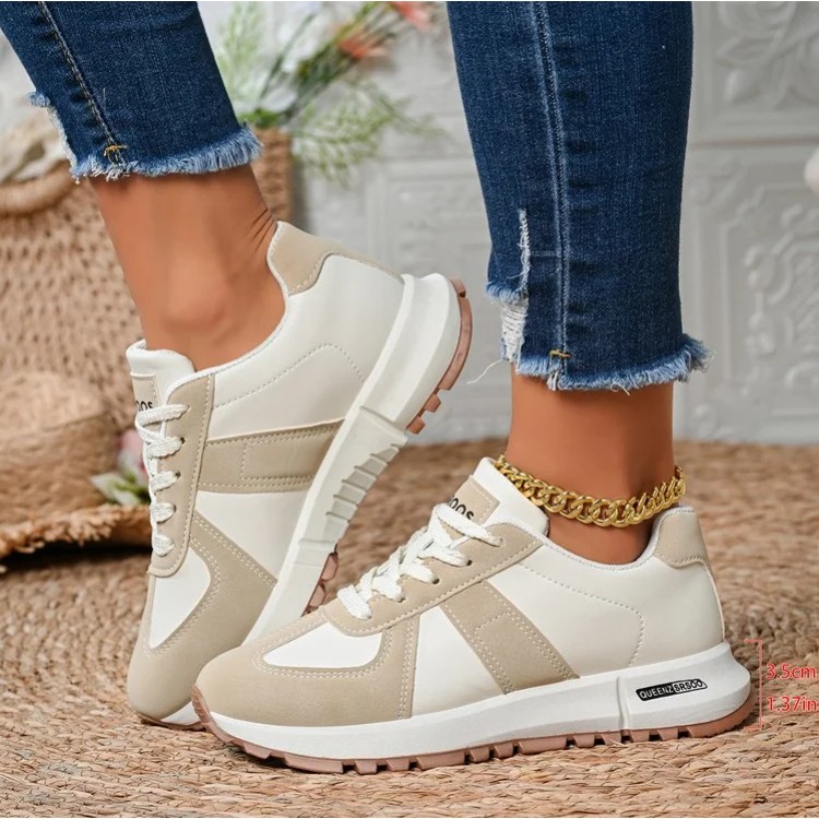Women'S Yellow Fashion Sneakers - Moda Çizgili kadın Hafif Spor Ayakkabı