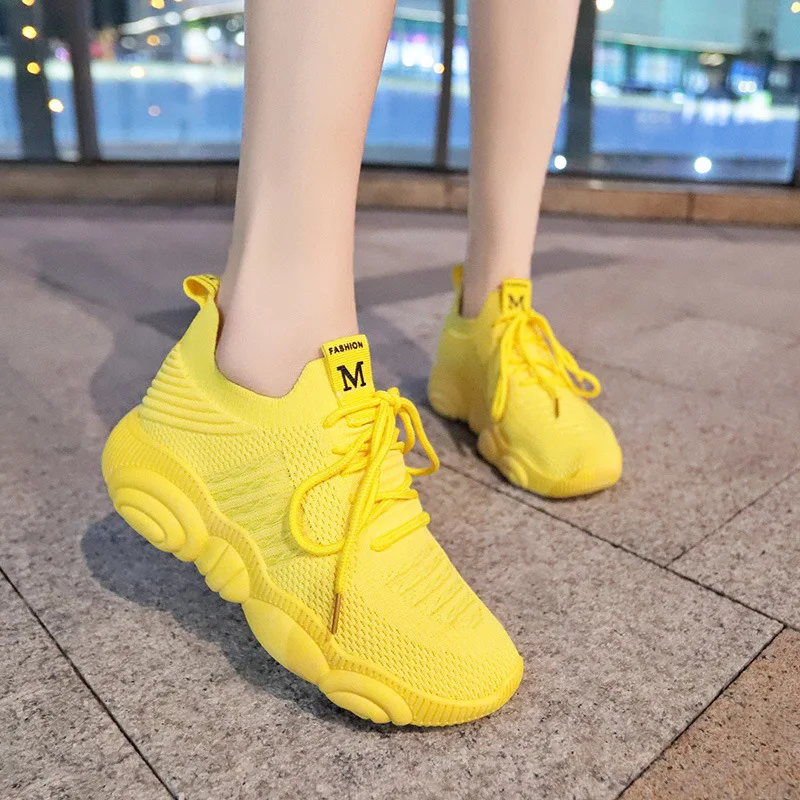 Women'S Yellow Fashion Sneakers - Moda Ayakkabı Kadın Platformu Ayakkabı rahat