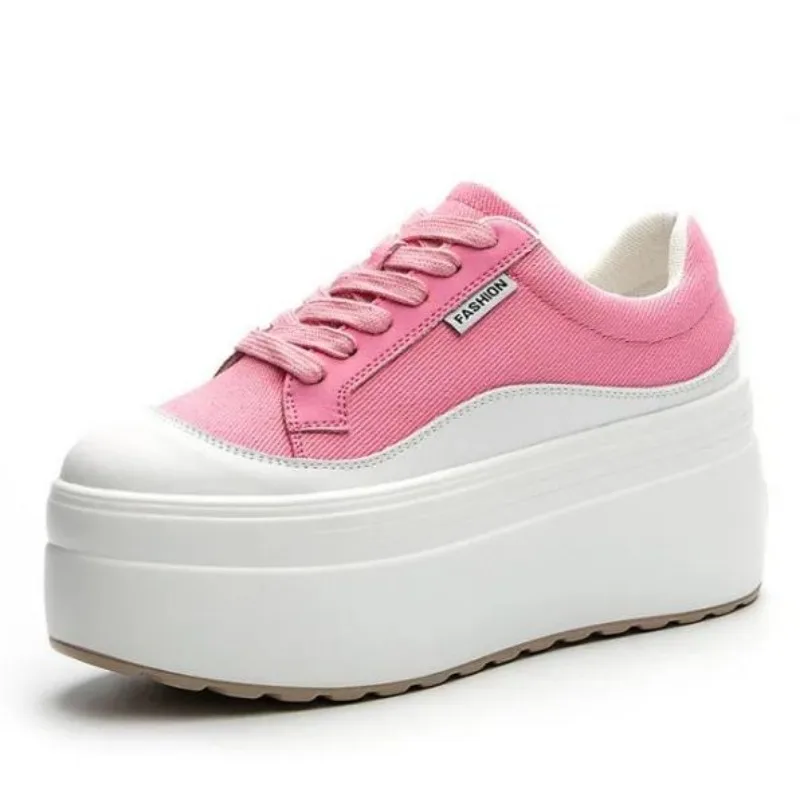 Women'S Fashion Gym Shoes - 8 cm Yeni Kanvas Hakiki Deri