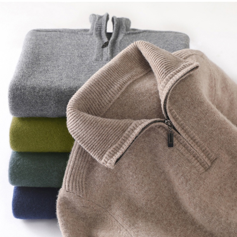 Ribbed Knit Sweater - Sonbahar/Kış Yeni Erkek %100 Saf Yün