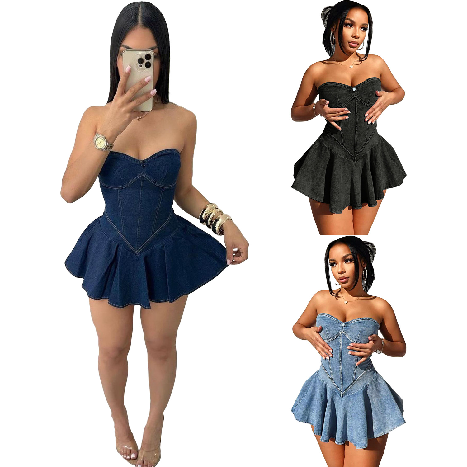 Women'S Fashion E Commerce - D8699 Batı Tarzı Kadınlar İçin Askılı
