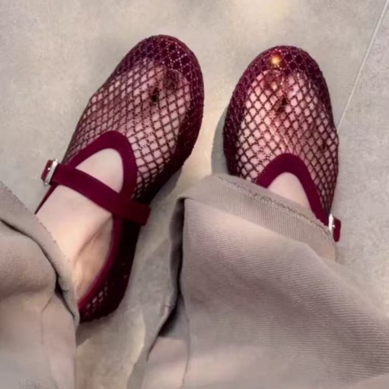 Women'S Fashion Loafers - İçi Boş Yapay Elmaslı Baotou Sandaletler