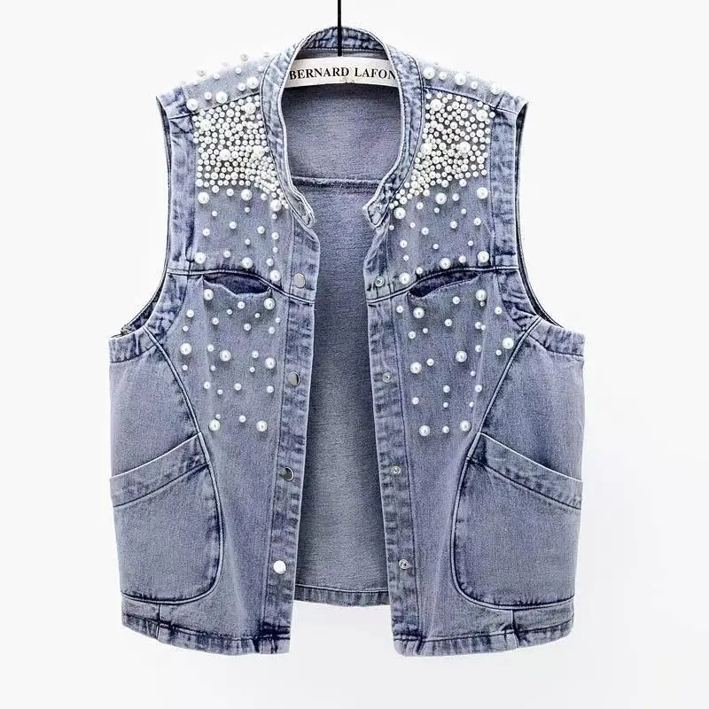 Women Fashion Jeans Top - 2023 yeni yaz kadın boncuklu kot