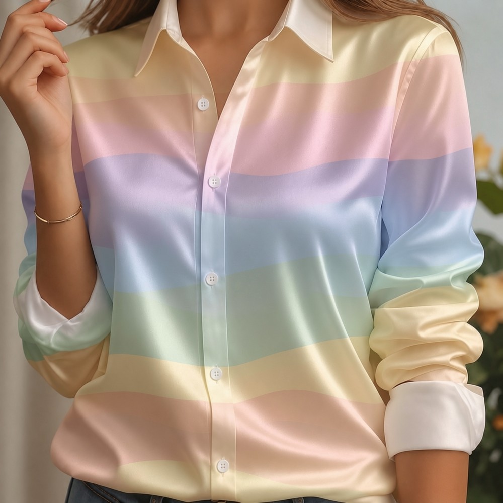 Kadın Saten Yaka Gömlek Pastel - Women Fashion Outfits incelemesi ve fiyatı
