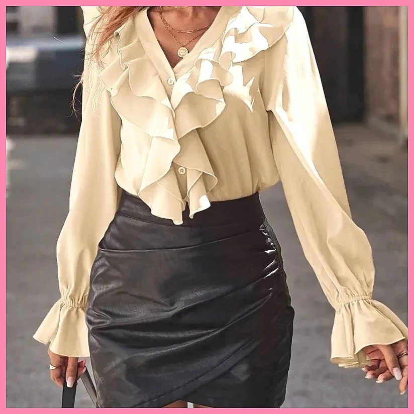 2025 Moda V Yaka Fırfırlı Geni - Women'S Fashion Tops incelemesi ve fiyatı