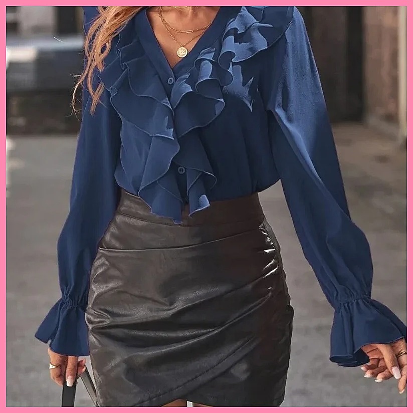 2025 Moda V Yaka Fırfırlı Geni - Women'S Fashion Tops incelemesi ve fiyatı