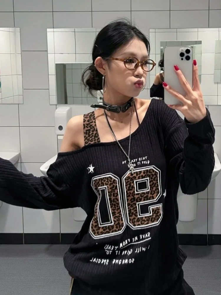 Y2K Patchwork Leopar Desenli T - Women'S Fashion Tops incelemesi ve fiyatı