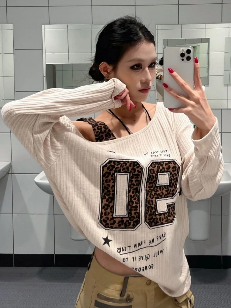 Y2K Patchwork Leopar Desenli T - Women'S Fashion Tops incelemesi ve fiyatı