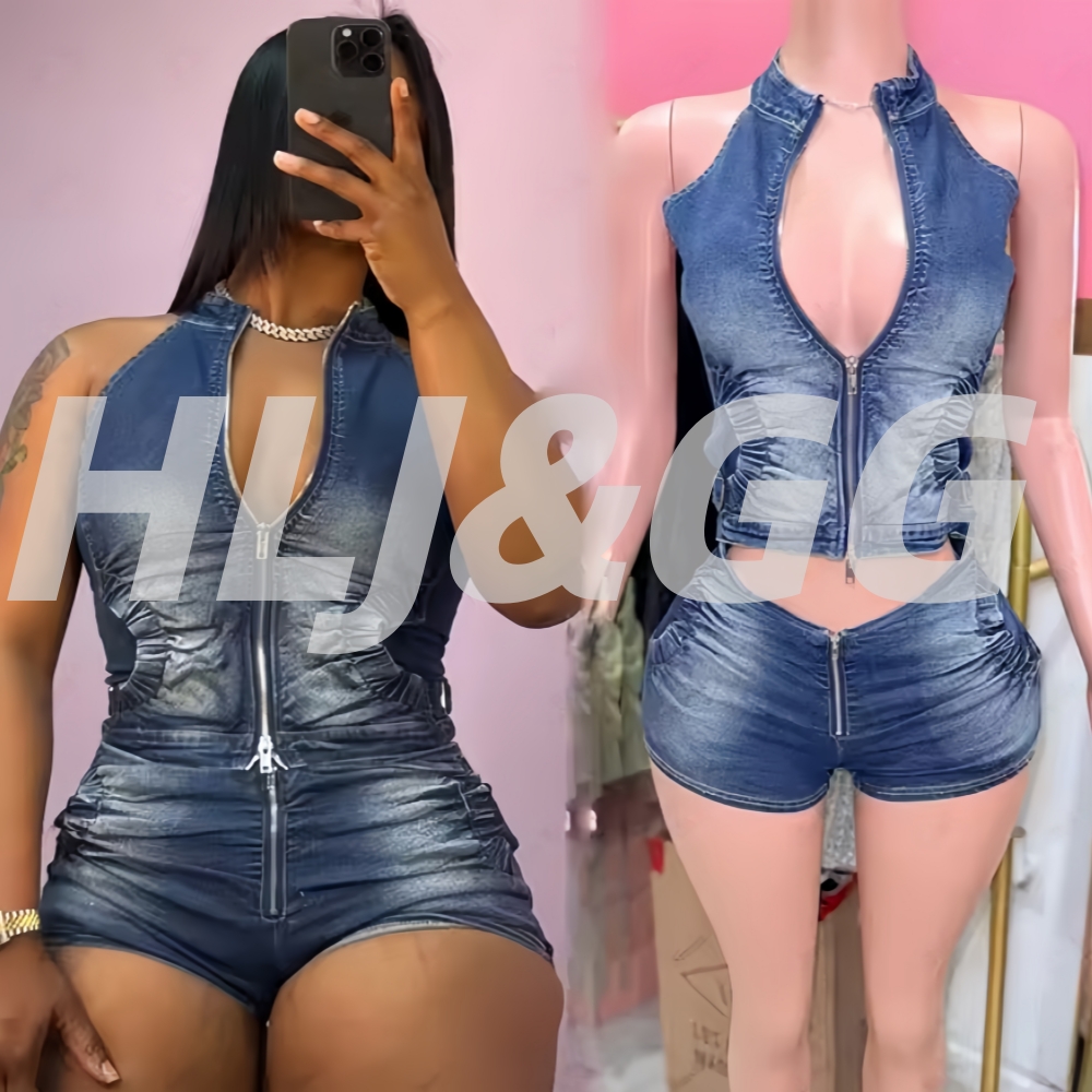HLJ&GG Mavi Moda Denim Halter  - Women Fashion Jeans Top incelemesi ve fiyatı