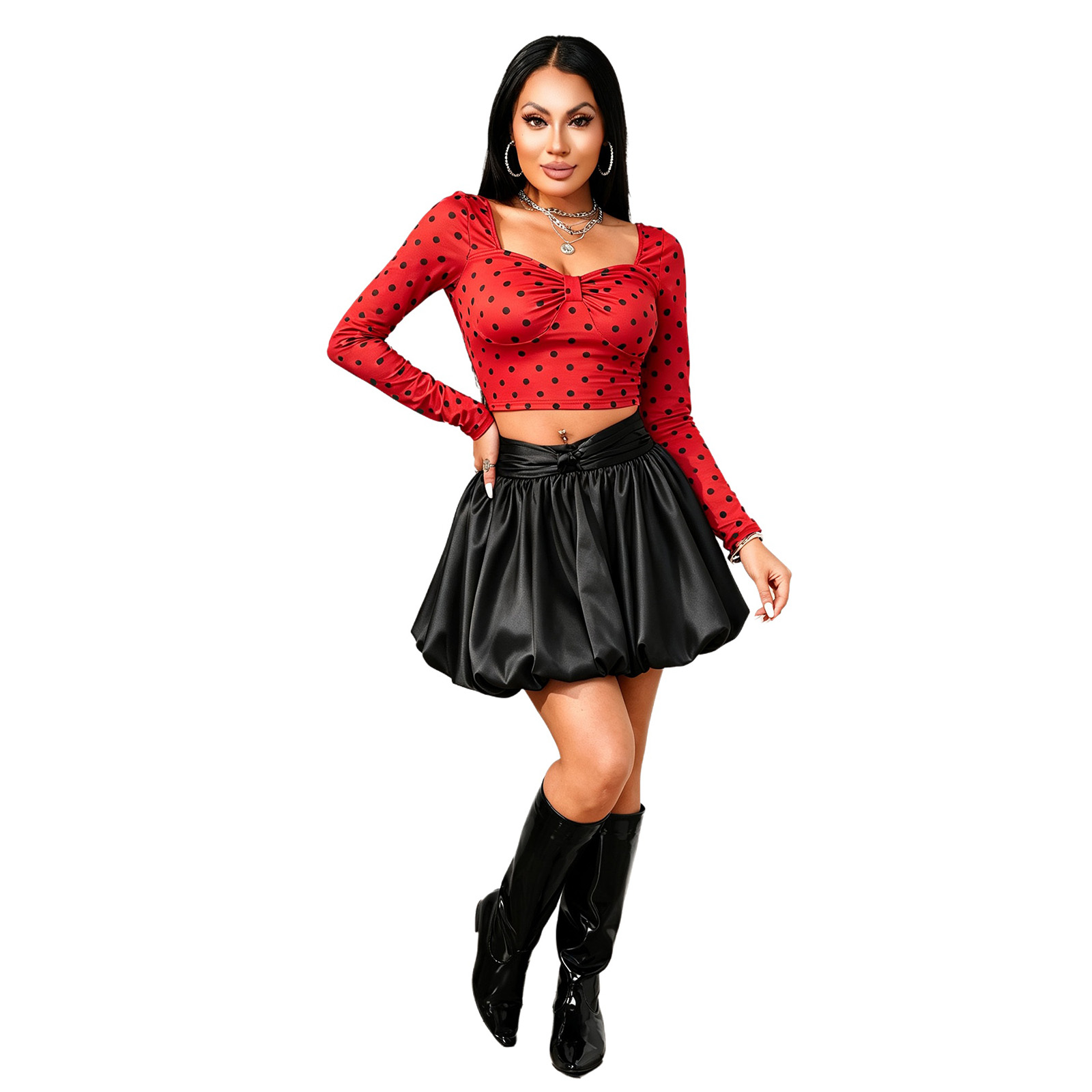 Kadın Uzun Kollu Puantiyeli Kı - Women Fashion Outfits incelemesi ve fiyatı