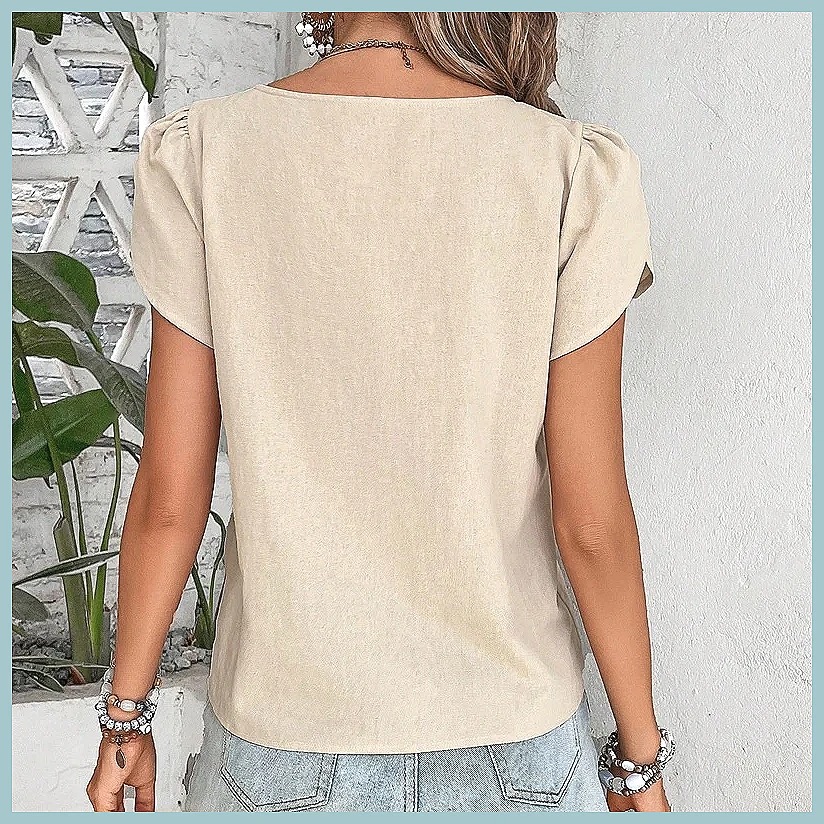 2024 Yaz Vintage Düz Renk Kadı - Women'S Fashion Tops incelemesi ve fiyatı
