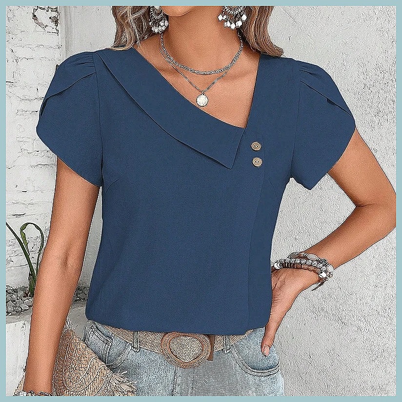 2024 Yaz Vintage Düz Renk Kadı - Women'S Fashion Tops incelemesi ve fiyatı