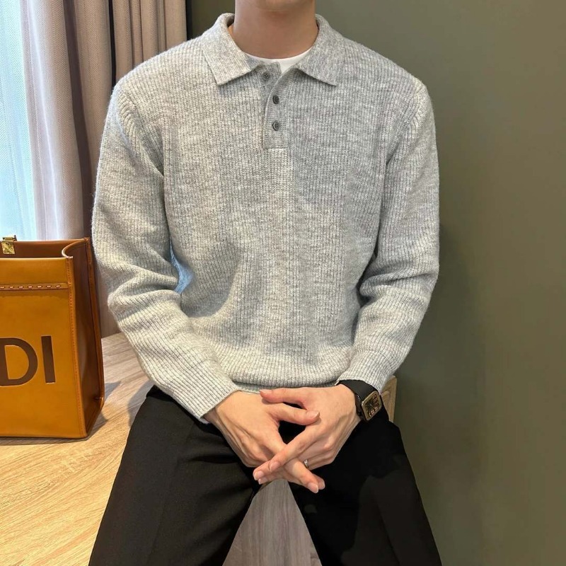Erkekler Yaka Detaylı Tek Düğm - Ribbed Knit Sweater incelemesi ve fiyatı