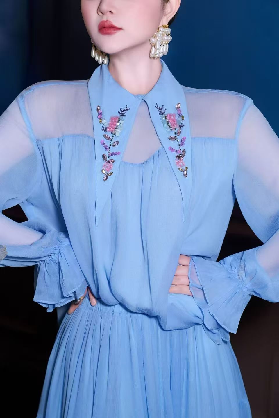 Bahar Lüks Yeni Yaka Boncuklu  - Xl Women'S Fashion incelemesi ve fiyatı